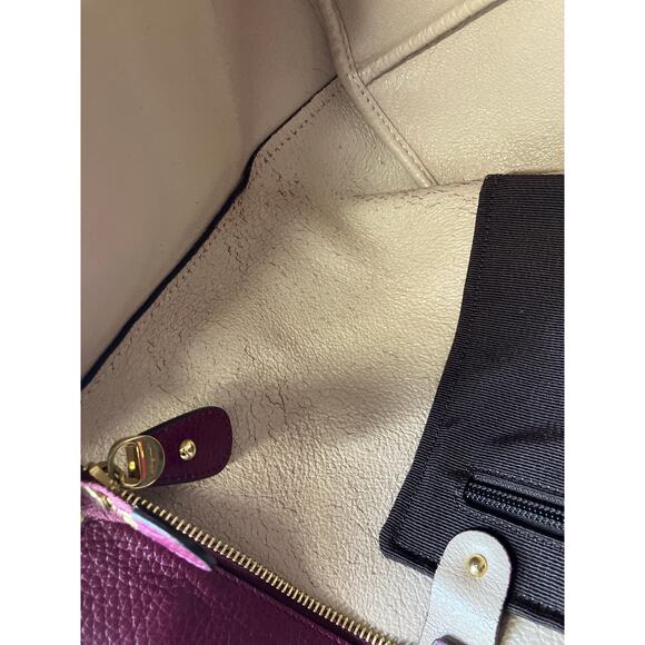 SALVATORE FERRAGAMO LARGE WINE PEBBLED LEATHER HANDBAG ASIS - Picture 15 of 16